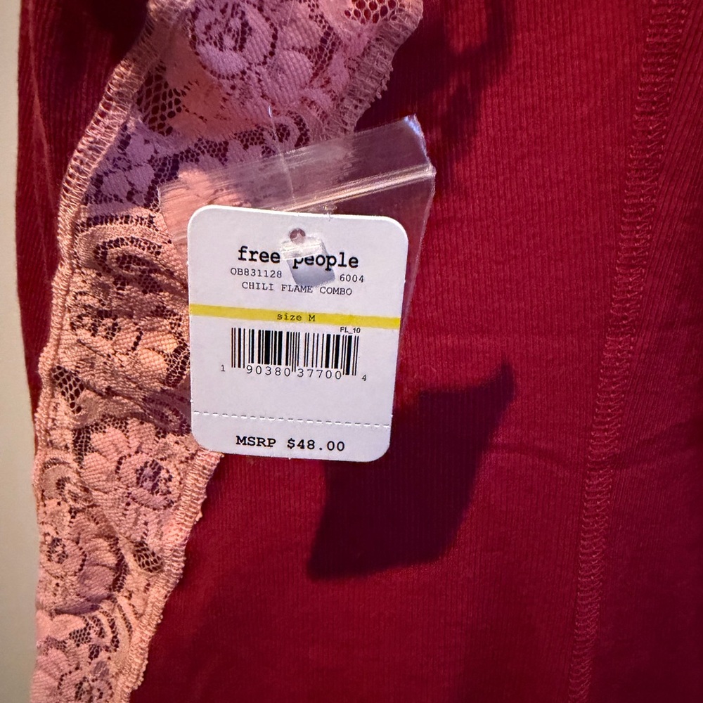 NWT Free People Women's Lace-Trim Camisole Bodysuit Medium - Picture 3 of 4